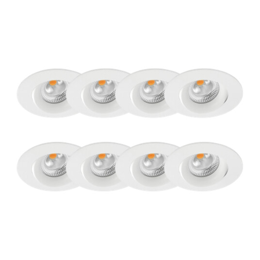 Norlux Tigrus 360° Rotatable lavtbyggende downlight 7W 2700K IP44 8 pakning - Hvit