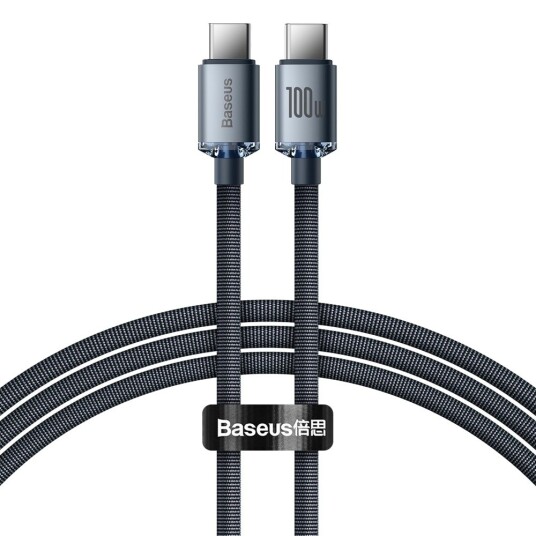 Baseus Crystal Shine 100W USB-C-kabel 1,2 m Svart