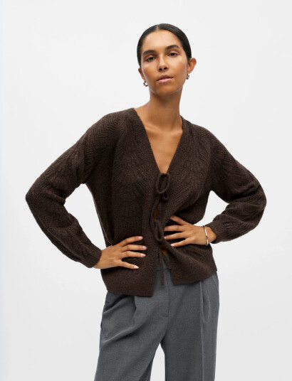 Object Objflora Re L/S Knit Cardigan Noos - Brown - XS Object Objflora Re L/S Knit Cardigan Noos - Brown - XS