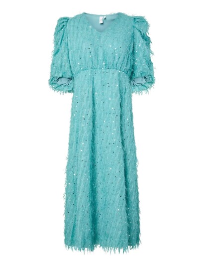 YAS Yasilza 2/4 Long Sequin Dress   D2D   Silver   34