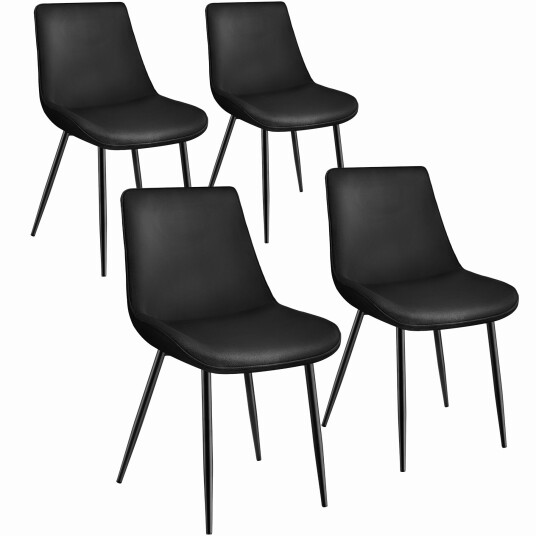 tectake 4 spisestoler fløyelslook Monroe - svart