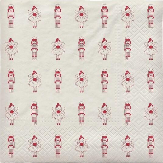 Broste Copenhagen Fairy Tale Paper Napkin - POMPEIAN RED/OFF WHITE - L:33 cm