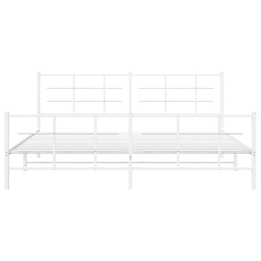 vidaXL Sengeramme i metall med hode- og fotgavl hvit 200x200 cm 8721012304345