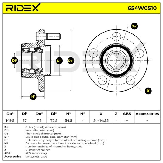 Hjullager RIDEX 654W0510 Hjullager RIDEX 654W0510