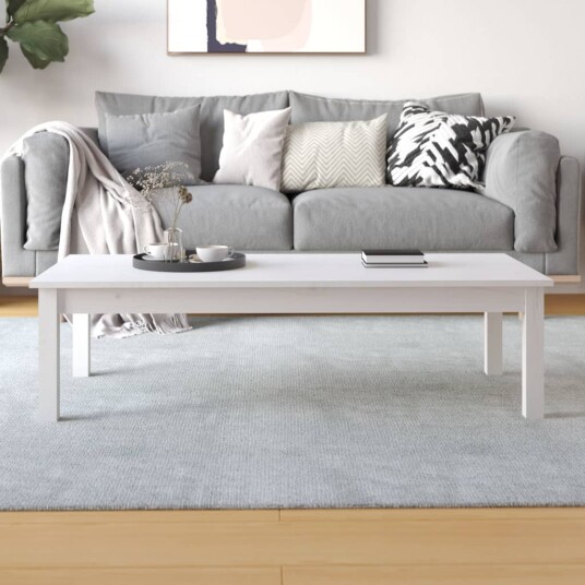vidaXL Salongbord hvit 110x50x30 cm heltre furu