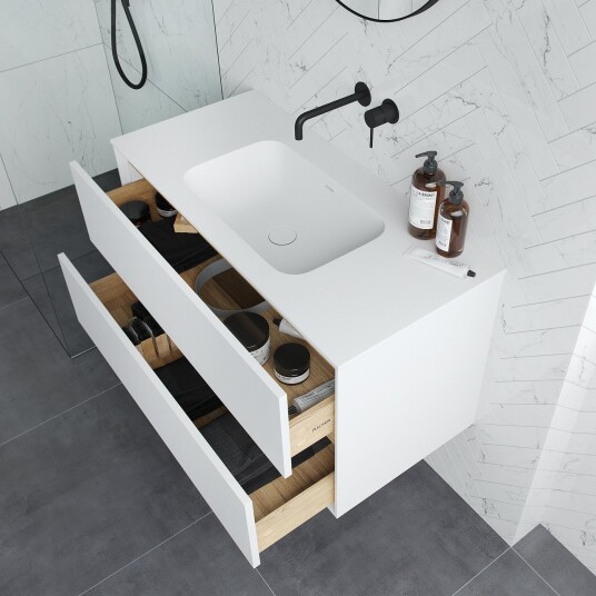 Pulcher Mood 100 Soft Baderomsmøbel 100x46 cm matt hvit med SolidTec® vask