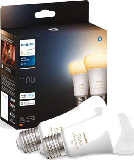 Philips Hue Ambiance Smart LED-Pære E27 1100lm 2-Pack