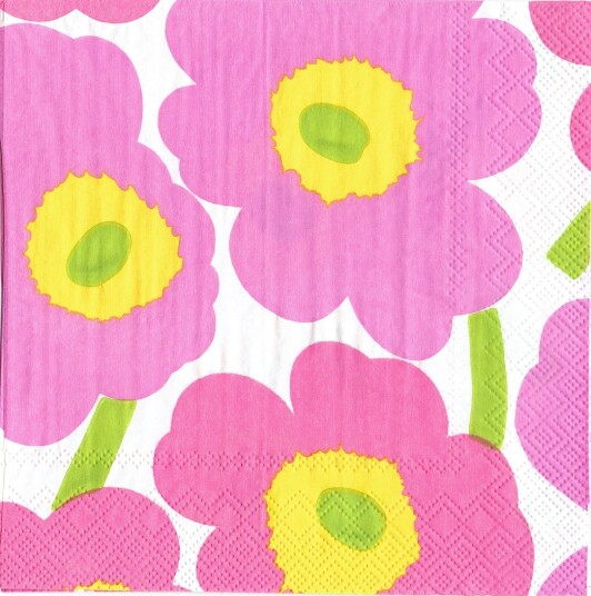 Ihr Marimekko Unikko lys rosa lunsjservietter