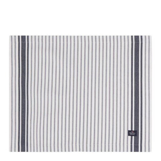 Lexington   Icons stripete oxford serviett 40x50 cm hvit/dress blå