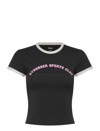 STRONGER Logo Baby Tee Black L