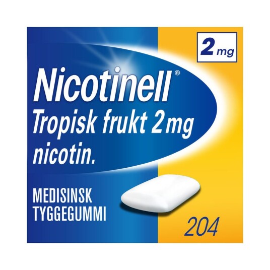 Nicotinell 2 mg tyggegummi tropisk frukt 204 stk Nicotinell 2 mg tyggegummi tropisk frukt 204 stk