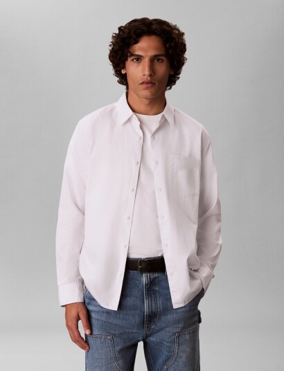 Calvin Klein Ls Eoe Oxford Classic Shirt White M