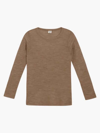 CeLaVi Topp med Lange Ermer Merinoull, Cocoa Creme, 90