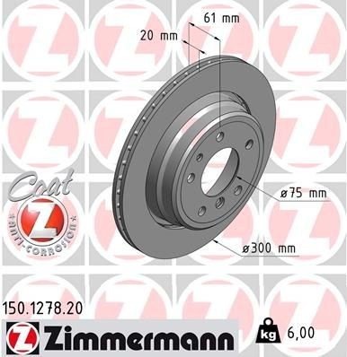 ZIMMERMANN 150.1278.20 Bremseskive ZIMMERMANN 150.1278.20 Bremseskive