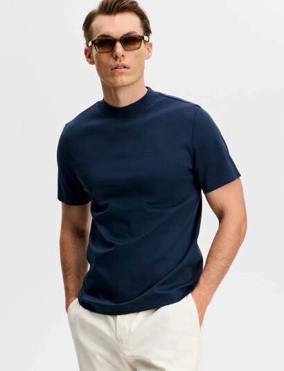 J. Lindeberg Ace Mock Neck T Shirt Navy XXL