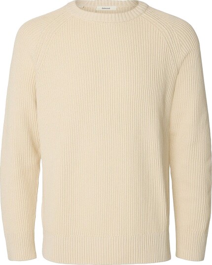 Selected Slmbraun Knit Rib Crew Neck Noos Cream S