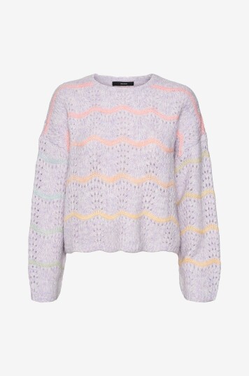 Vero Moda - Genser vmHatty LS O-neck Stitch Pullover - Lilla
