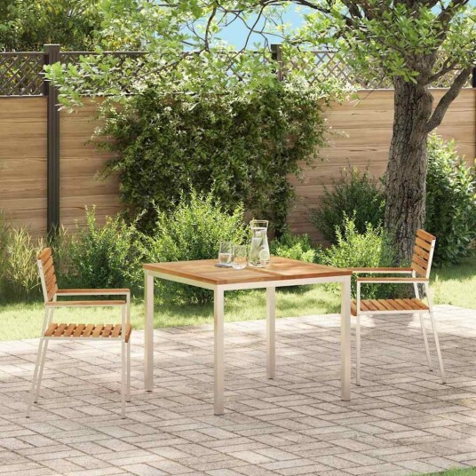  Stable Hagemøbler 2 stk Solid Teak & Rustfritt Stål