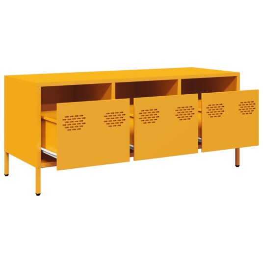 TV-benk sennepsgul 101,5x39x43,5 cm kaldvalset stål 8721102929861 TV-benk sennepsgul 101,5x39x43,5 cm kaldvalset stål 8721102929861