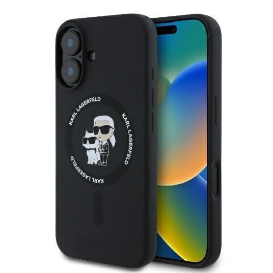 Karl Lagerfeld Hardcase Silikon Mobildeksel til iPhone 16 Plus med MagSafe - Svart
