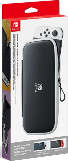Nintendo Switch OLED Etui med Skjermbeskytter Svart/Hvit