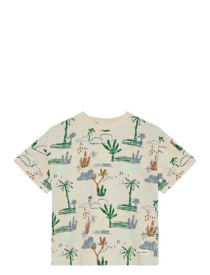 En Fant T Shirt Ss Slub Aop Beige 116 En Fant T Shirt Ss Slub Aop Beige 116