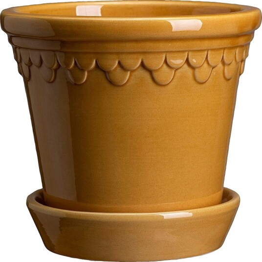 Bergs Potter Potte med fat Københavner GLAZED diameter 18 cm Gul