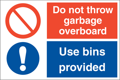 Jo Safety Do not throw garbage overboard Self Adhesive Vinyl V NR 200 x 300 mm IMO 120021VNR