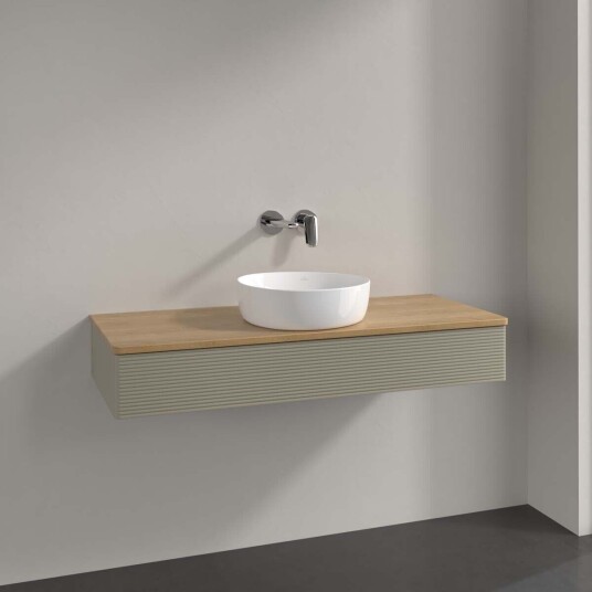 Villeroy & Boch Antao Servantskap med 1 skuff 120x50x19 cm u/lys Steingrå/Eik Villeroy & Boch Antao Servantskap med 1 skuff 120x50x19 cm u/lys Steingrå/Eik