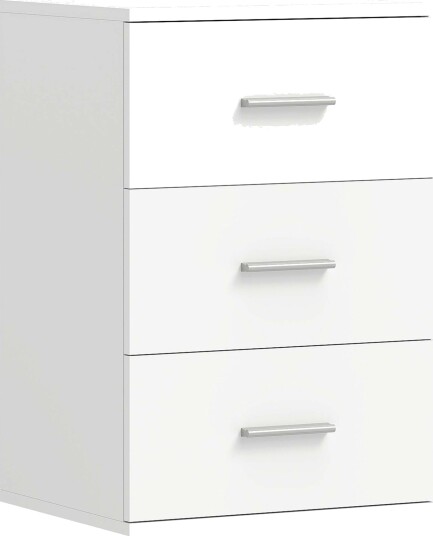 Hvitt MDF nattbord – 3 skuffer ripebestandig
