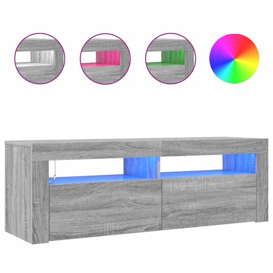 vidaXL TV-benk med LED-lys grå sonoma eik 120x35x40 cm