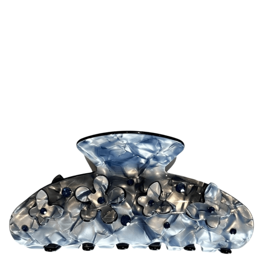 DARK Flower & Butterfly Hair Claw Grisalle Blue