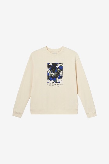 Jack & Jones Junior Collegegenser jorAruba Aop Branding Sweat Crew Natur