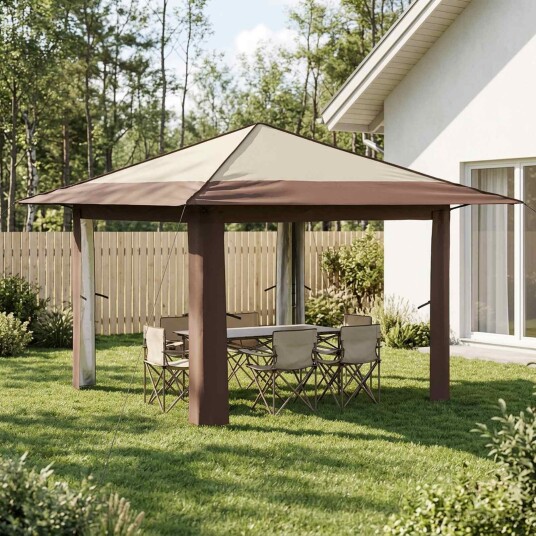vidaXL Gazebo uten sidevegg 3.3 x 3.3 m Krem og brun