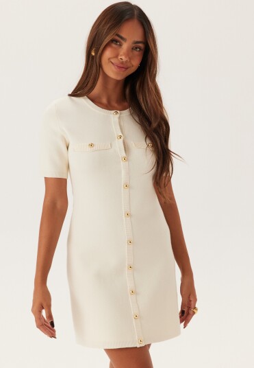 Bubbleroom Knitted Gold Button Dress