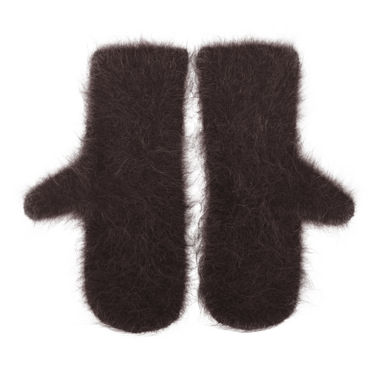Aba Mittens Chocolate Brown One Size Fury fluffy alpaca mittens