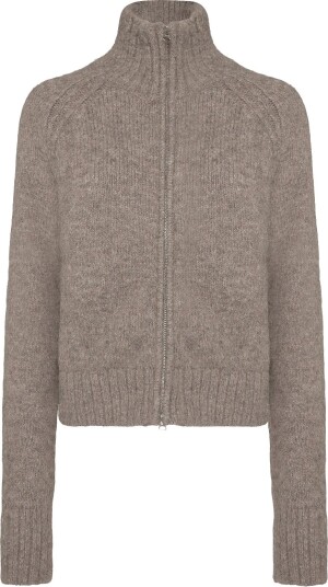 Weekday Soft Knitted Fitted Zip Cardigan DARK MOLE M