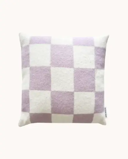 Maison Deux Checkerboard Putetrekk 50x50 Lilla/Hvit