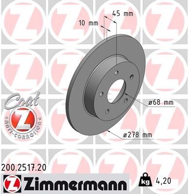 Bremseskive ZIMMERMANN 200.2517.20 Bremseskive ZIMMERMANN 200.2517.20