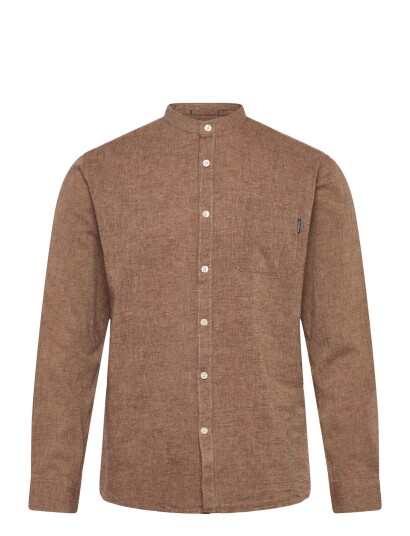 Lindbergh Cotton/Linen Shirt L/S Brown L