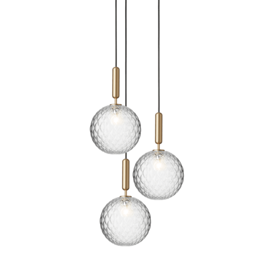 Nuura Miira 3 Taklampe Stor Messing og Klar Optikk