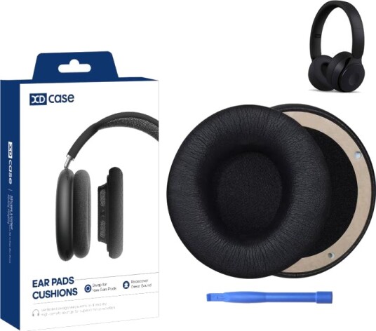 Øreputer i kunstlær til Beats Solo Pro Wireless - Svart Øreputer i kunstlær til Beats Solo Pro Wireless - Svart
