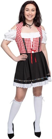 Haus Huberts V.O.F Oktoberfestkjole Lise Sort, Rød og Hvit, Str. 36 Haus Huberts V.O.F Oktoberfestkjole Lise Sort, Rød og Hvit, Str. 36