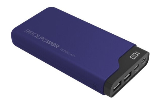 Realpower Pb-15000C Navy Blue, 15000 Mah, Sort, Blå Realpower Pb-15000C Navy Blue, 15000 Mah, Sort, Blå