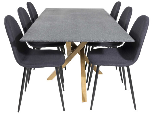 Venture Design Piazza & Polar spisegruppe Grå/svart 6 st stoler & bord 180 x 90 cm