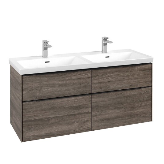 Villeroy & Boch  Subway 3.0 Servantskap m/4 skuffer 1272x576x478 mm Steingrå Eik