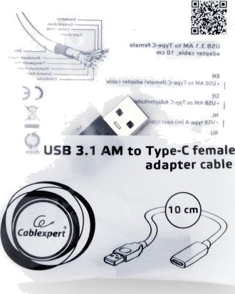 Cablexpert   Usb Adapter   Usb Type A Hann Til Usb C Hunn   Usb 3.1   10 Cm   Svart