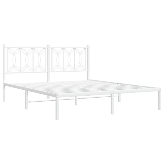  Sengeramme i metall med sengegavl hvit 150x200 cm 8721102644429