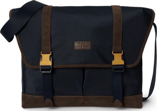 Polo Ralph Lauren Suede Trim Messenger Bag   NEWPORT NAVY/BROW   One Size