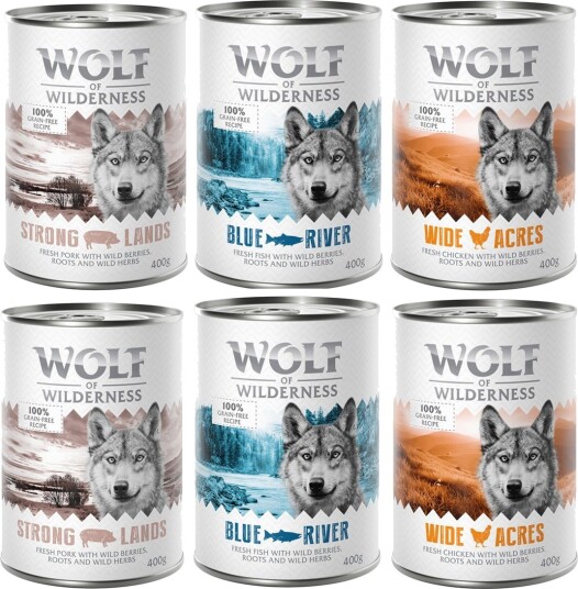 Wolf Of Wilderness Våtfôr Adult Single Protein Mix Gris Kylling Fisk 24 X 400 G